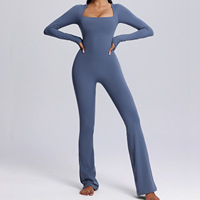 Nouvelle Arrivée Combinaison de Yoga Manches Longues Pantalon Long Sportswear Legging Évasé pour Entraînement Body Femme
