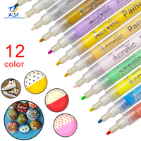 Marqueur de peinture acrylique 12 couleurs à base d'eau pour la garantie de sécurité de bricolage en céramique
