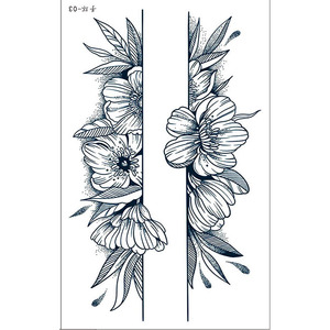 Pegatina de Tatuaje Semipermanente, Papel Impermeable para Brazo, Muñeca, Pierna, Cara, Diseño Tribal de Flores y Brazalete - Product Image 4