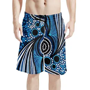 Logo personnalisé Short de plage surdimensionné avec poches Short ample confort à imprimé tribal aborigène australien avec fournisseurs OME Streetwear