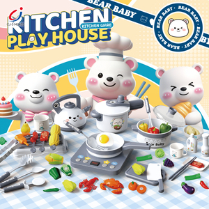 Chengji Ensemble de cuisine <span class=keywords><strong>pour</strong></span> enfants, jeu d'imitation d'intérieur, <span class=keywords><strong>petit</strong></span> chef, jouets de simulation alimentaire en plastique, ours mignon - Product Image 2