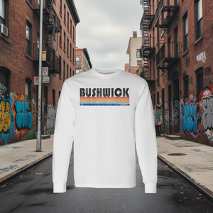 T-shirt retrò vintage anni '80 Bushwick NY a maniche lunghe, stile promozionale - Product Image 2