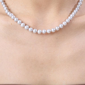 Dây chuyền ngọc trai nước ngọt tự nhiên, nuôi cấy, bạc 925 nguyên chất, dành cho nữ - Product Image 4