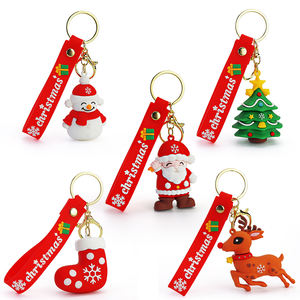クリスマス<span class=keywords><strong>PVC</strong></span>ソフトラバーキーホルダークリスマスツリー雪だるまサンタクロースペンダントラブリーキーリングバックパックアクセサリー新年の贈り物 - Product Image 1