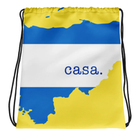 Sac de rangement portable à grande ouverture avec cordon de serrage, personnalisable avec plusieurs logos régionaux, idéal pour les voyages en extérieur et le rangement quotidien
