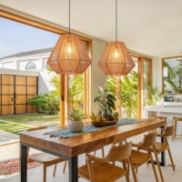 Lampe suspendue de style Wabi Sabi pour restaurant, lampe suspendue E27 pour salle à manger, lampe suspendue en corde de coton naturel
