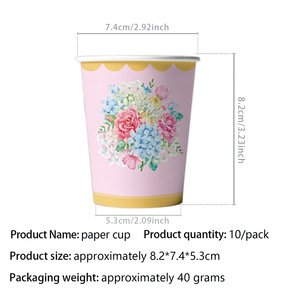 Assiettes en papier, nappes et gobelets jetables à motifs floraux de couleur <span class=keywords><strong>pastel</strong></span> pour mariage, anniversaire, thé, baby shower, décoration de fête - Product Image 6