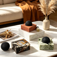 Diffuseur de pierre de lave en marbre de luxe, sphère de roche volcanique naturelle, huile essentielle, aromathérapie, décoration de table à domicile