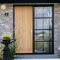 Porte extérieure commerciale en bois massif de style rustique traditionnel, résistante au vent – Offre Spéciale