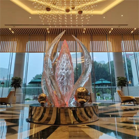 Sculpture de fleurs roses en résine d'intérieur Vincentaa, décoration de luxe pour hôtel