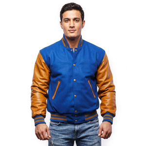 Veste courte universitaire en molleton et cuir brodée sur mesure pour homme, grandes tailles, hiver - Product Image 1
