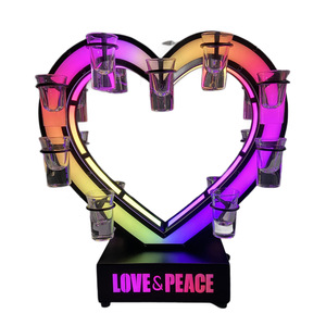 Porte-gobelet LED en forme de cœur 38x39x16,8 cm Amour et Paix Décoration de fête de la Saint-Valentin Alimenté par piles - Product Image 5