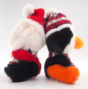 Disesuaikan hadiah Santa hewan Natal boneka penguin lembut mewah boneka berbulu bebek mainan