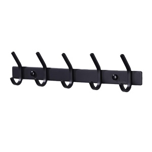 5pcs Wall Mounted Stainless Steel <strong>Coat</strong> <strong>Hanger</strong> <strong>Rail</strong> with Double Metal Hook Robe Hook Rack for Clothing Use - Product Image 1