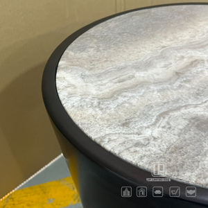 Updecors Unique Shaped Cylinder Coffee <b>Table</b> Italian Marble Top <b>Side</b> <b>Table</b> Deluxe Living Room <b>Round</b> <b>Side</b> <b>Table</b> Shaped Cylinder C - Product Image 5