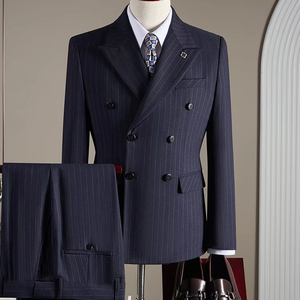 <span class=keywords><strong>Costume</strong></span> formel rayé pour <span class=keywords><strong>homme</strong></span> - Ensemble 2 pièces de haute qualité cousu <span class=keywords><strong>à</strong></span> la main - Product Image 1