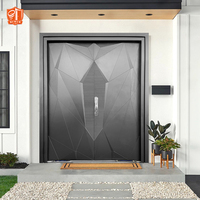 Puerta de Entrada Moderna, Puerta Pivotante de Seguridad Exterior con Característica Impermeable para Villa, Construcción de Madera y Aluminio