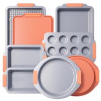Ensemble de moules à pâtisserie en acier aluminisé robuste avec revêtement céramique, poignées en silicone, sans PFAS, PTFE et PFOA, pour usage domestique