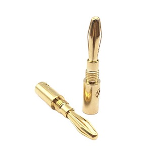 Latón chapado en oro Fever Banana Head Amplificador Altavoz <span class=keywords><strong>Cable</strong></span> de altavoz Enchufe de <span class=keywords><strong>audio</strong></span> Terminal de amplificador de <span class=keywords><strong>audio</strong></span> - Product Image 1