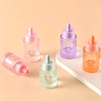 Flacon compte-gouttes en verre créatif et tendance de 30 ml et 40 ml avec anneau denté, flacon cosmétique en verre pour huile essentielle, sérum, recharge et emballage