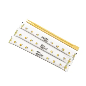 Custom double use 2 points ranchu premium Japanese style hashi bamboo chopsticks with customized paper wrapper for sushi