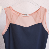 Justaucorps de ballet pour adulte en maille bicolore avec empiècements, épaules en maille transparente, tenue de danse d'entraînement pour femme, body de danse