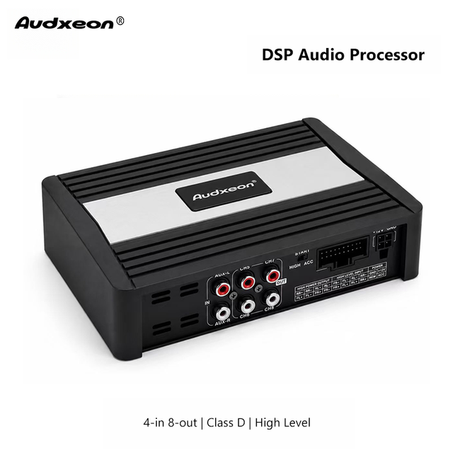 4 in 8 Out Class D Car Amplifier DSP Professional Audio Power Amplifier with High Level Input and RCA Output