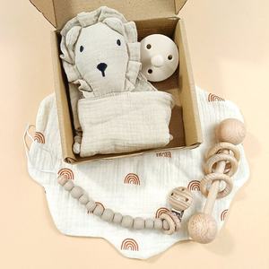 Couverture d'emmaillotage en mousseline de coton pour nouveau-né, <span class=keywords><strong>sucette</strong></span> en Silicone, anneau de dentition, couverture de sécurité, carte en bois, ensemble d'emmaillotage pour bébé - Product Image 4