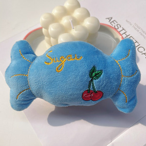 Cute Candy Shape Pet Chew Toys With Sound For <b>Cats</b> And Dogs <b>Plush</b> Teething Toys Orange Pink Blue Color Medium Size - Product Image 3