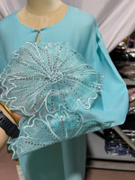 Élégante Robe Longue Abaya Musulmane pour Femme de Dubaï, Style Malais et Indonésien, avec Garniture en Dentelle Florale et Strass, Incluant Hijab