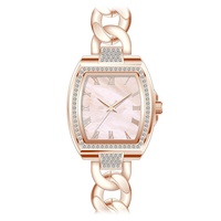 GALLANT Montre élégante en forme de tonneau pour femmes Boîtier en laiton Cadran nacré Chiffres romains Diamant étanche Reloj Mujer