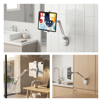 Support mural Ledetech à forte ventouse pour téléphone et tablette, en verre et métal, avec 2 bras réglables et rotation à 360 degrés – Meilleure vente
