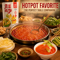 Zure soep met bamboescheuten en knapperige Gongcai hapjes voor hotpot, BBQ en wokgerechten.