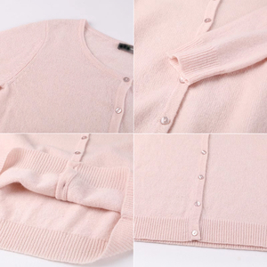 Cardigan personnalisé pour femme, manches longues, col rond, boutons sur le devant, élégant, automne-hiver, 100% cachemire, tricoté - Product Image 4