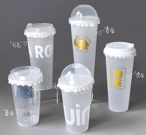 Vasos de Plástico Desechables de 90 mm con Logotipo Impreso para Té de Burbujas, Bebidas Frías, Té con Leche, Vasos de Plástico con Estampado Dorado - Product Image 3