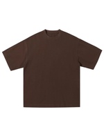 Kaos Pria 280g Katun Murni Berat, Kerah Bulat Hitam Putih Polos Lengan Pendek Gaya Jepang Unisex Longgar Bernapas