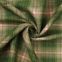 Tissu à carreaux en fil teint extensible TR personnalisé, couleur rose et verte, pour chemise, robe, veste, vêtements pour hommes