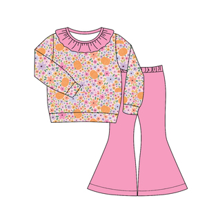 Vêtements pour filles style boutique personnalisée, décontractés, à motifs fleurs de citrouille, tenues d'automne pour tout-petits, nouvelle mode pour enfants, prix usine, vente en gros de vêtements pour bébés - Product Image 4