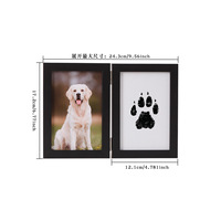 Kit de cadre photo moderne et écologique pour empreintes de pattes d'animaux, double pliage, en bois, pour extérieur et chambre, commémoratif