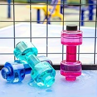 Bouteille d'eau écologique de 550 ml grande capacité, en forme d'haltère, avec couvercle shaker pour boire directement, idéale pour la gym, le sport, les voyages, portable