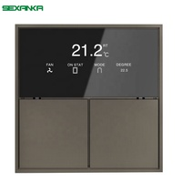 Système d'automatisation intelligent SEXANKA KNX, panneau de commutation mural à bouton-poussoir en aluminium à 6 interrupteurs, contrôle de la température