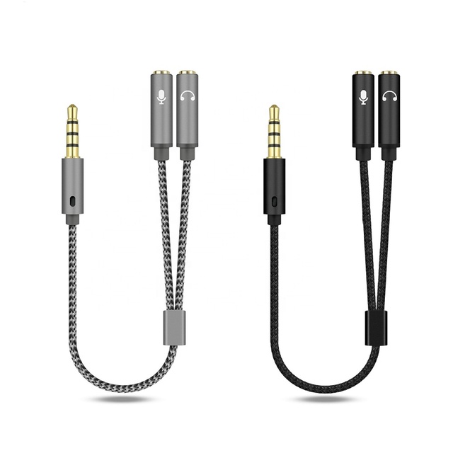 3.5mm AUX Stereo Audio Mic Headphone Y Splitter Adapter Cable 2 in 1 3.5mm Male to 2 Female Mic AUX Extension Cable