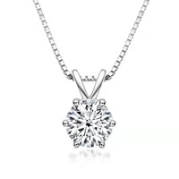 Collier pendentif élégant pour femme avec diamant unique à six griffes, bijoux pour diffusion en direct, cadeau, prêt à l'exportation, en stock