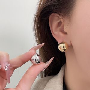 S925 Sterling <b>Silver</b> Round <b>Stud</b> Earrings For Women Geometric Ball Shape Everyday Wear Fashion Jewelry ES1090 - Product Image 1