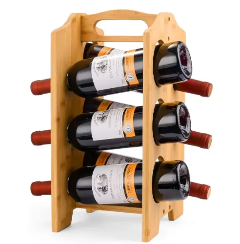 ل 6 زجاجة خشبية تخزين رف الشراب من البامبو زجاجة نبيذ العلبة الطاولة زجاجة حامل المنظم المحمولة حامل النبيذ