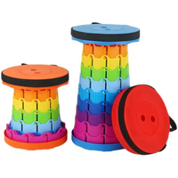 Tabouret pliant télescopique arc-en-ciel Chaise en plastique portable réglable pour une utilisation en plein air