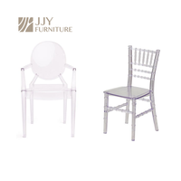 Chaise de salle à manger JJY-YHY-J001 moderne en polycarbonate chaise fantôme en plastique transparent en acrylique avec accoudoirs