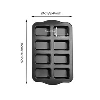 Moule à gâteau Financier en acier au carbone à 8 cavités, plaque de cuisson rectangulaire antiadhésive pour mini-pains, biscuits et brownies, pour la cuisson au four