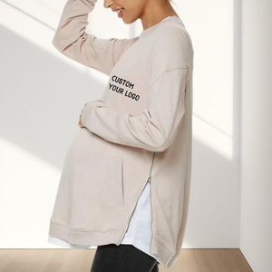 Printemps vêtements enceintes grande taille vêtements d'allaitement doux polaire <span class=keywords><strong>sweat</strong></span> à capuche d'allaitement avec fermeture éclair latérale <span class=keywords><strong>sweat</strong></span> de maternité femmes - Product Image 2