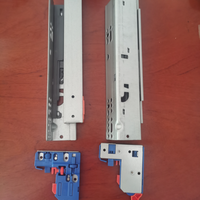 Fond personnalisé caché deux sections amortissement silencieux tampon auto-amorçante sous le montage double armoires télescopiques rails de tiroir glissières